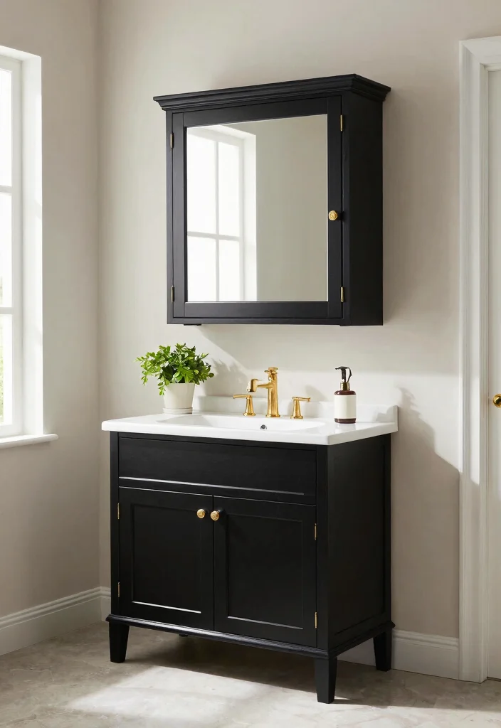 10 Best Bathroom Cabinet Paint Colors for a Fresh Updated Look 6 10 Best Bathroom Cabinet Paint Colors for a Fresh Updated Look - 8. Classic Black 1
