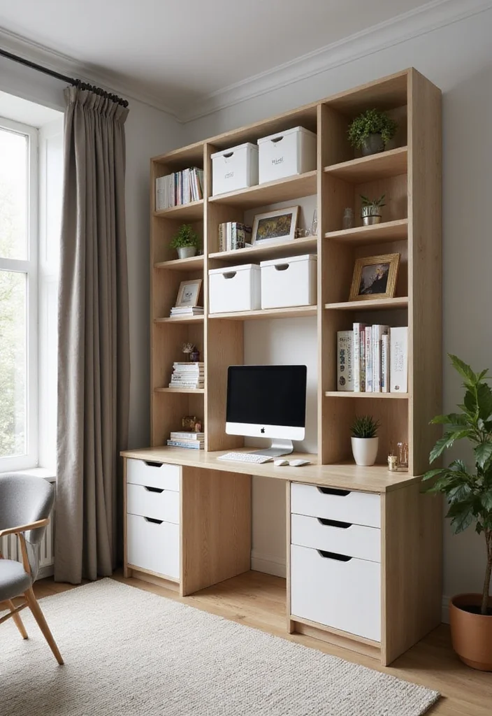 10 Billy Bookcase Office Ideas for Efficient Wall Storage - 8. All-in-One Office Solution