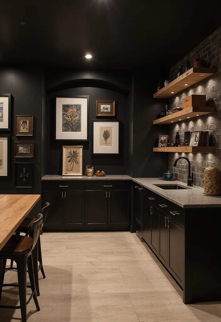 10 Black Basement Ideas for Bold Dramatic Style - 1. Moody Accent Walls