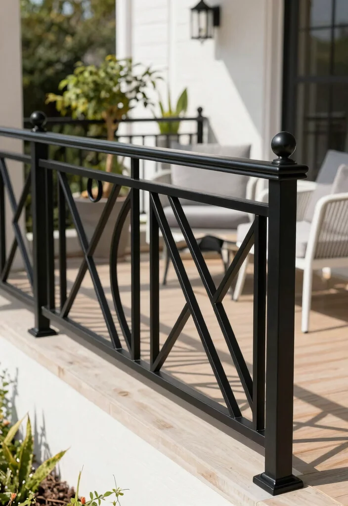 10 Black Porch Railing Ideas for a Bold Modern Porch Look - 1. Geometric Patterns for an Artistic Touch 1