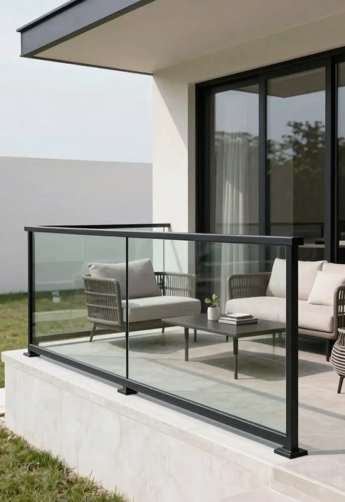 10 Black Porch Railing Ideas for a Bold Modern Porch Look - 10. Smart Glass Railings for a Futuristic Look 1