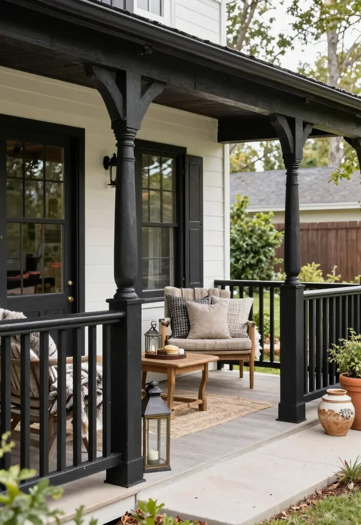 10 Black Porch Railing Ideas for a Bold Modern Porch Look - 8. Farmhouse Chic with Black Accents 1