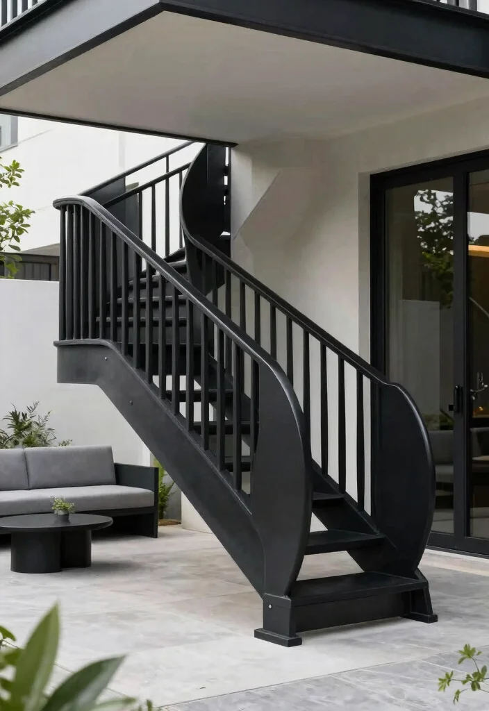 10 Black Porch Railing Ideas for a Bold Modern Porch Look - 9. Sculptural Railings for Unique Appeal 1