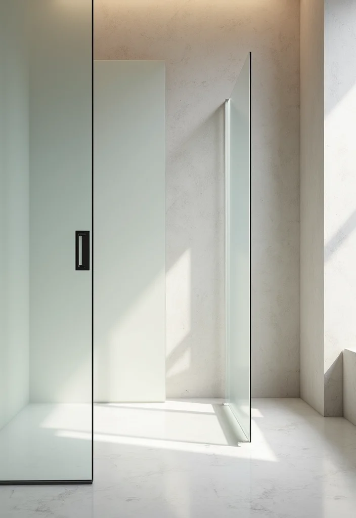 10 Clear Shower Curtain Ideas for Bright Open Bathroom Style - 7. Minimalist Clear with Textured Panels