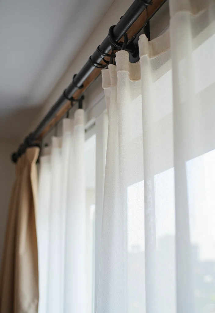 10 Curtain Wire Ideas for Minimal Lightweight Hanging - 1. Industrial-Style Metal Wire