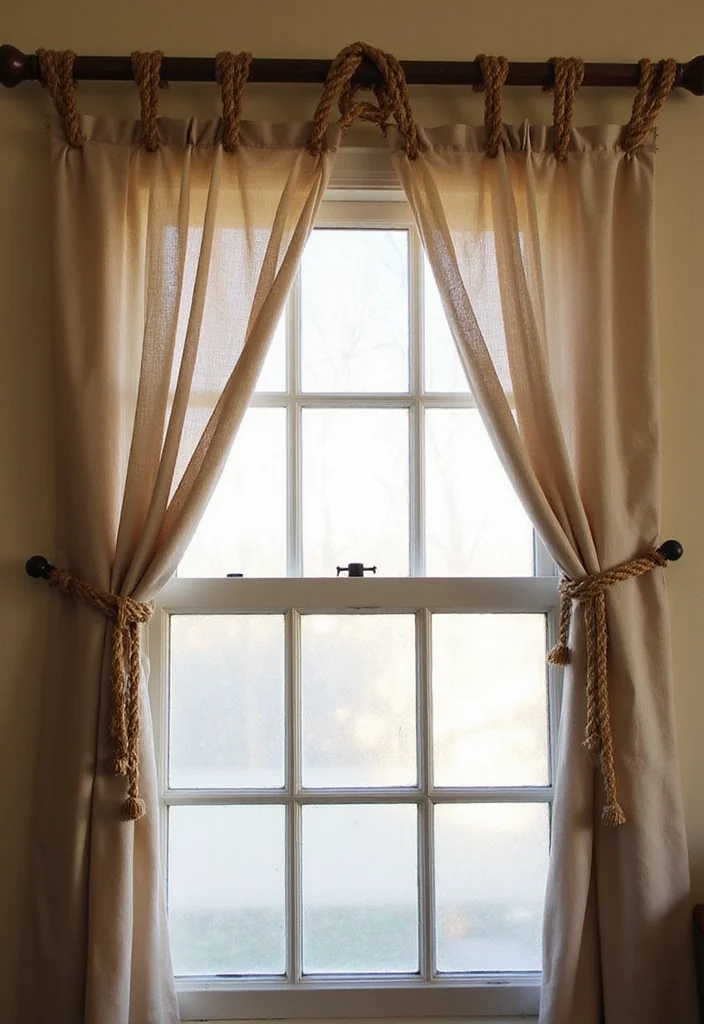 10 Curtain Wire Ideas for Minimal Lightweight Hanging - 2. Decorative Twine for a Rustic Touch