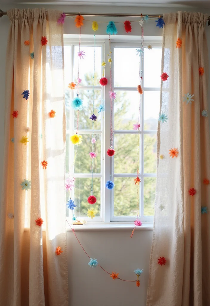 10 Curtain Wire Ideas for Minimal Lightweight Hanging - 4. Colorful Fishing Line