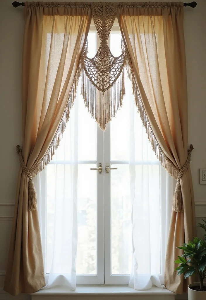 10 Curtain Wire Ideas for Minimal Lightweight Hanging - 6. Macrame Curtain Hanger