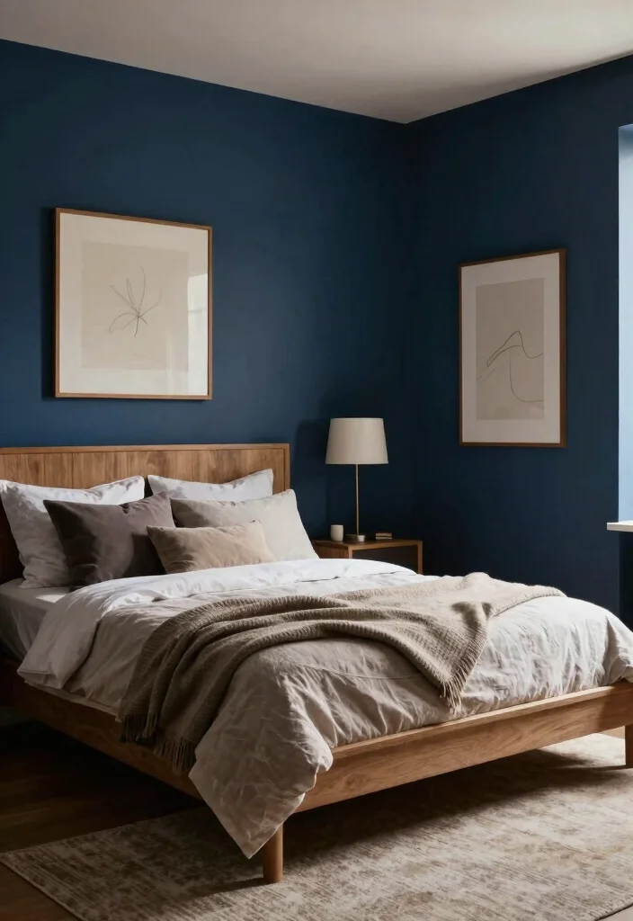 10 Dark Blue Bedroom Wall Ideas That Feel Calm and Stylish - 7. Moody Indigo Drama 1