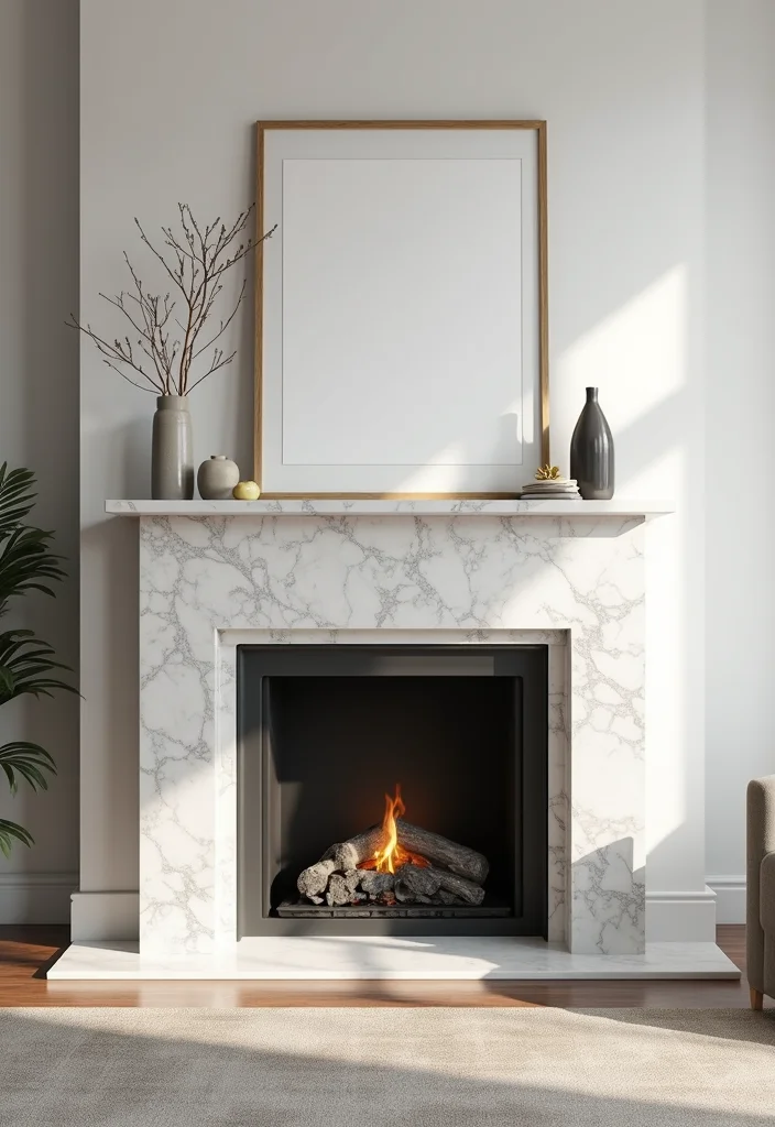 10 Fireplace Facade Ideas for Fresh Updated Looks - 1. Sleek Marble Elegance
