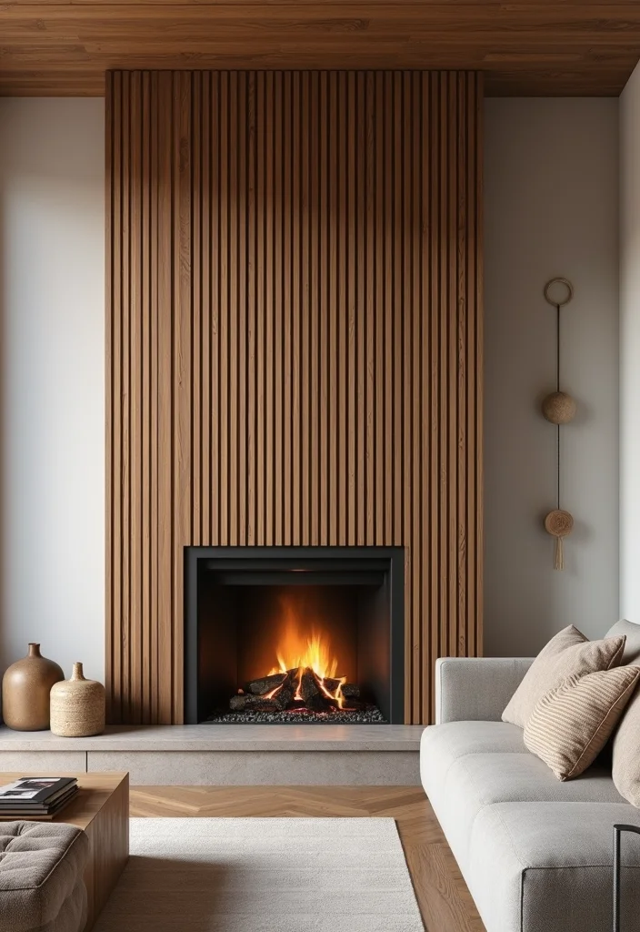 10 Fireplace Facade Ideas for Fresh Updated Looks - 4. Wood Slat Design