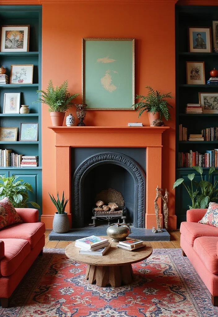10 Fireplace Facade Ideas for Fresh Updated Looks - 5. Bold Color Pop