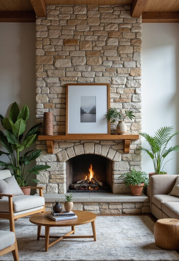 10 Fireplace Facade Ideas for Fresh Updated Looks - 6. Stone Stacked Look