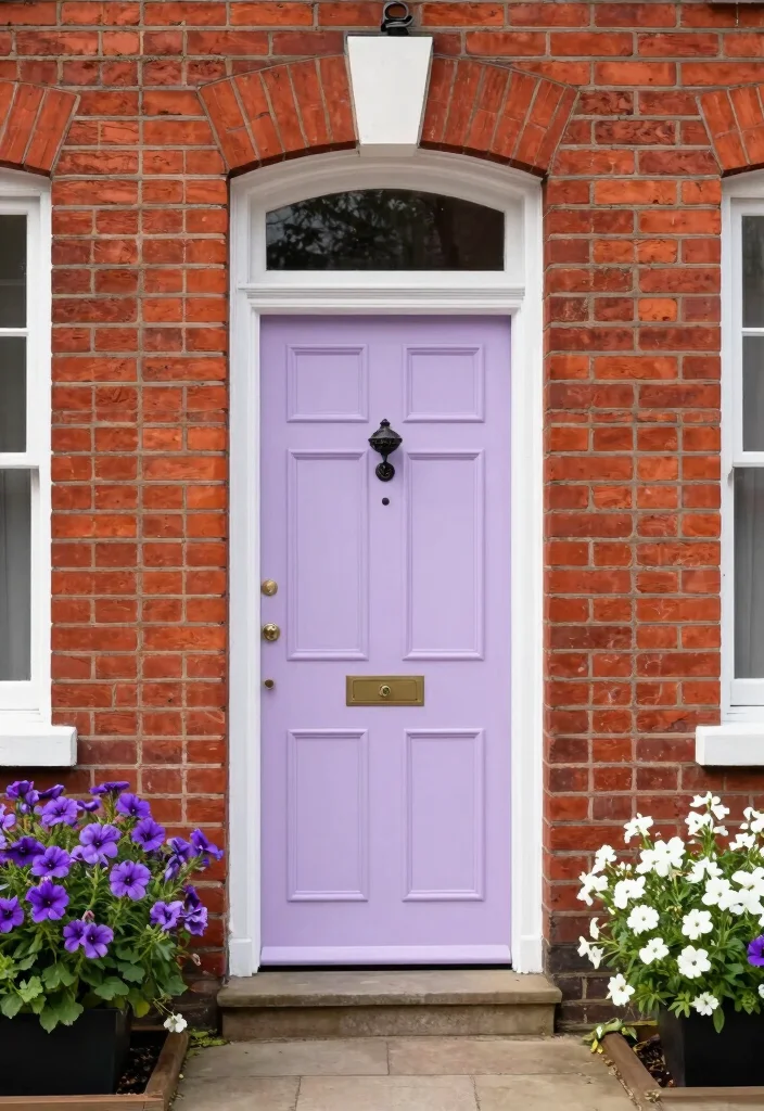 10 Front Door Paint Colors That Complement Red Brick Homes - 10. Light Lavender 1