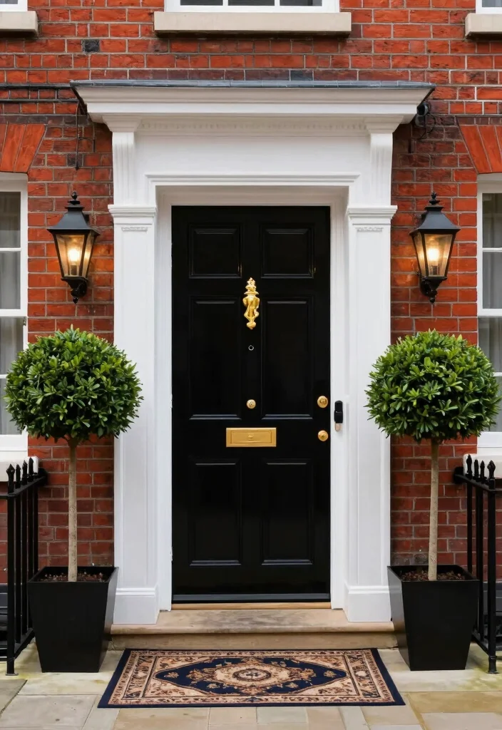 10 Front Door Paint Colors That Complement Red Brick Homes - 6. Elegant Black 1