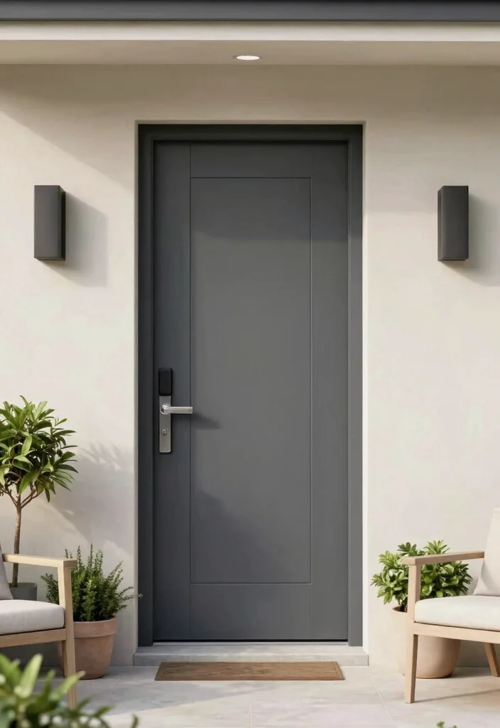 10 Front Door Paint Colors That Look Great with a Tan House 6 10 Front Door Paint Colors That Look Great with a Tan House - 6. Charcoal Grey: A Modern Edge 1