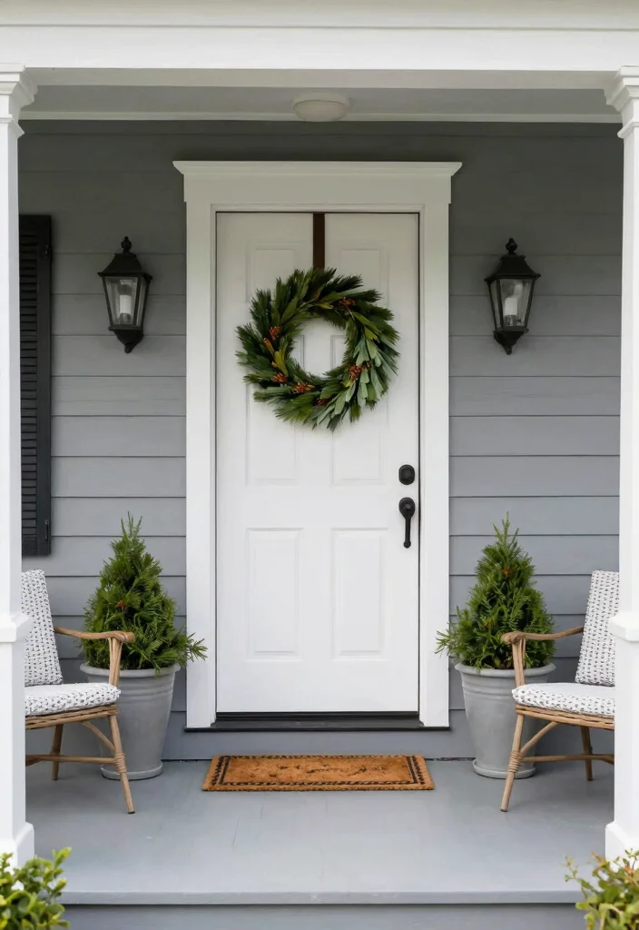 10 Front Door Paint Colors That Pair Perfectly with Gray Houses 8 10 Front Door Paint Colors That Pair Perfectly with Gray Houses - 8. Crisp White: A Timeless Classic 1