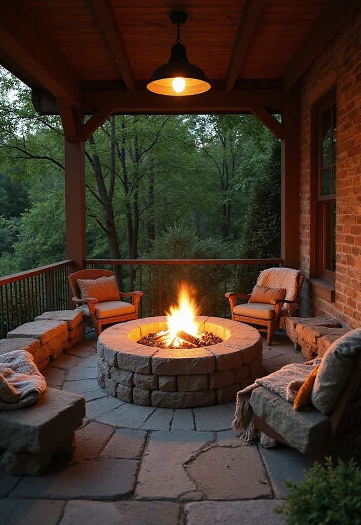 10 Front Porch Fire Pit Ideas for Warm Welcoming Nights - 6. Stone Fire Pit Surrounds