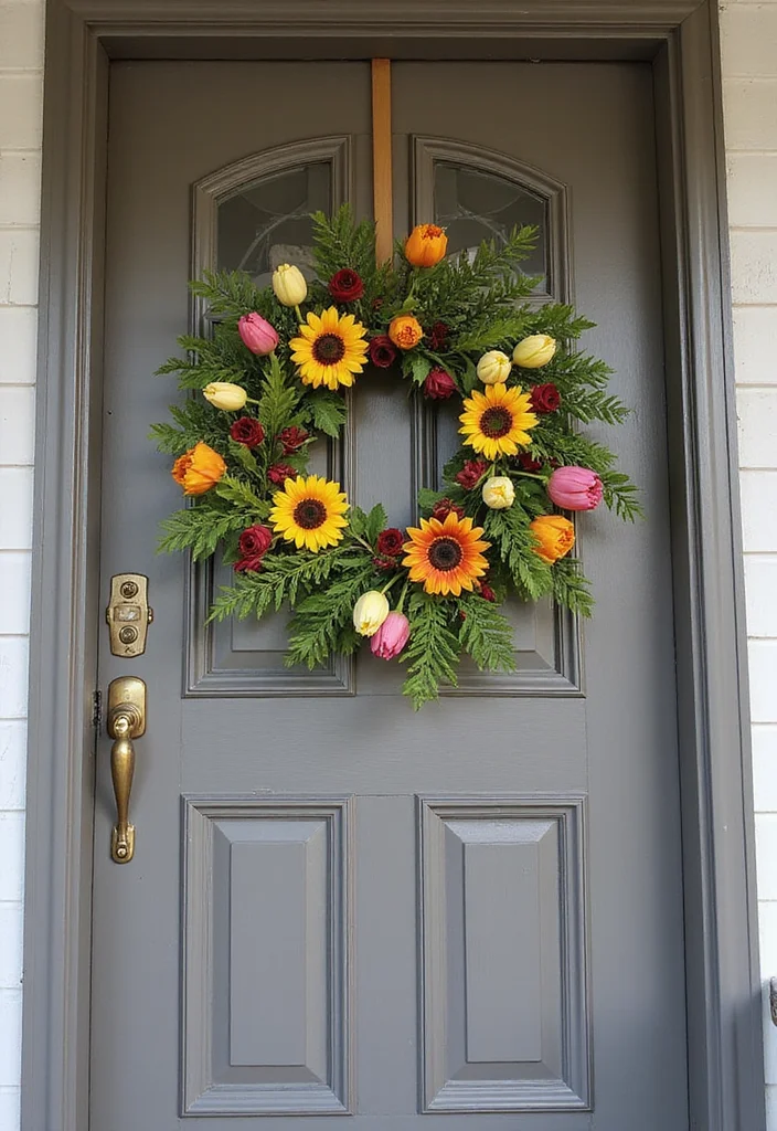 10 Front Porch Floral Ideas for Colorful Welcoming Style - 3. Seasonal Wreaths