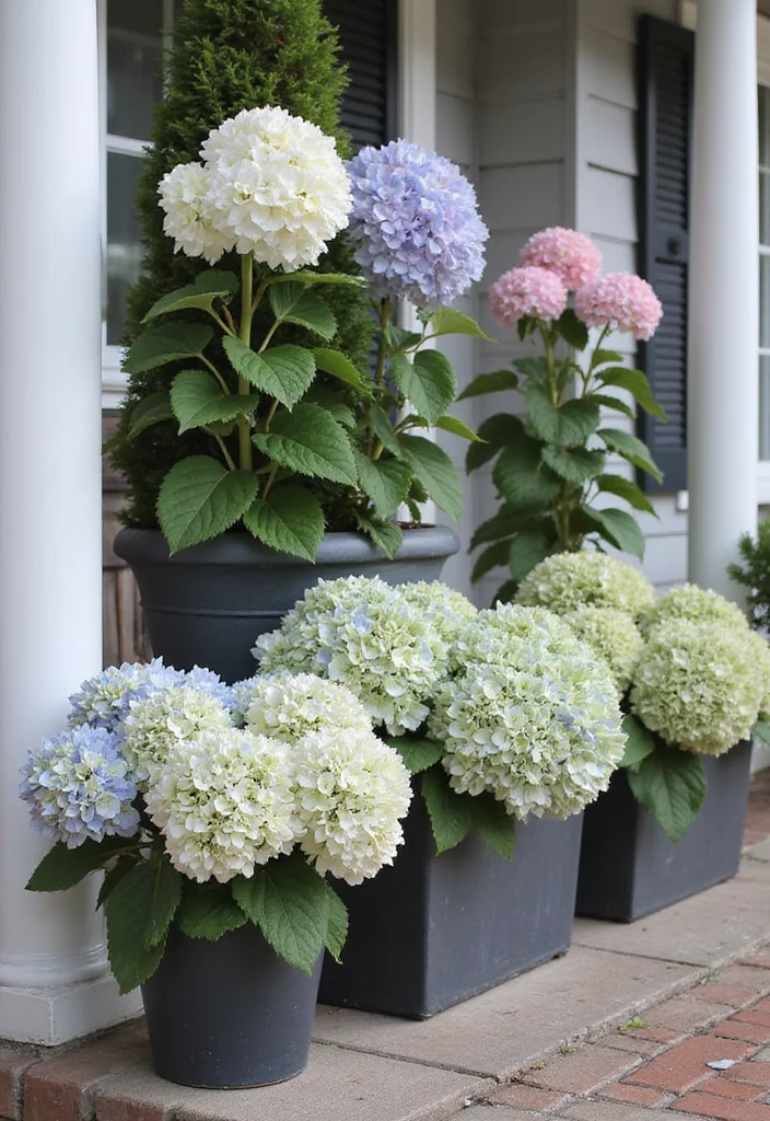10 Front Porch Floral Ideas for Colorful Welcoming Style - 7. Bold Monochromatic Arrangements