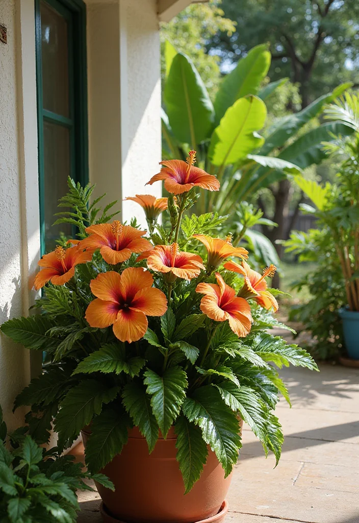 10 Front Porch Floral Ideas for Colorful Welcoming Style - 9. Bold Tropical Accents