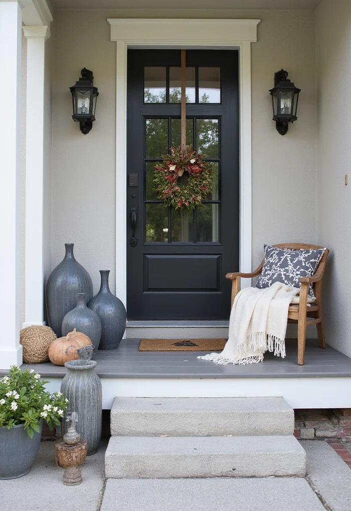 10 Grey Front Porch Ideas for Soft Neutral Curb Appeal - 10. Grey Decorative Accents