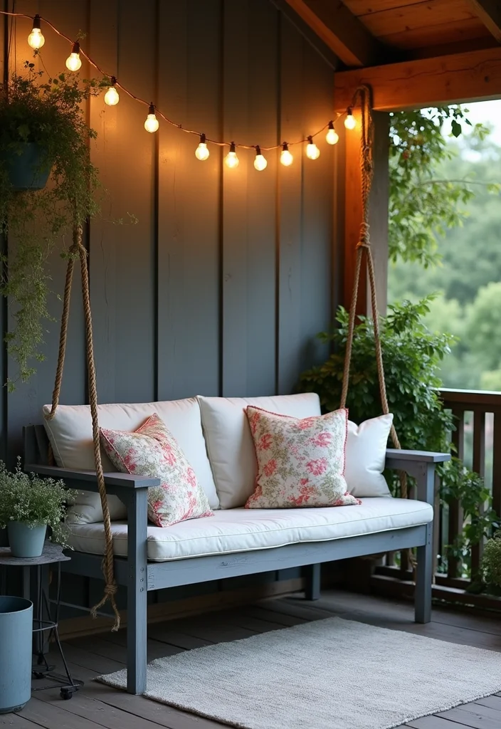 10 Grey Front Porch Ideas for Soft Neutral Curb Appeal - 4. Grey Porch Swing