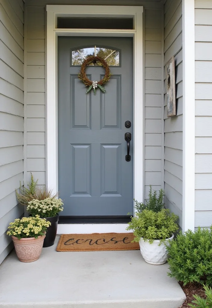 10 Grey Front Porch Ideas for Soft Neutral Curb Appeal - 5. Grey Front Door