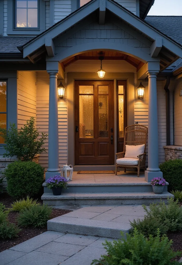10 Grey Front Porch Ideas for Soft Neutral Curb Appeal - 9. Grey Lighting Fixtures