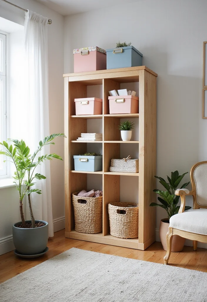 10 Kallax Office Ideas for Modular Practical Storage - 4. Hidden Storage with Kallax Boxes