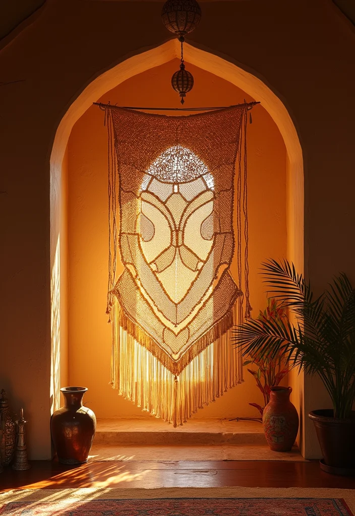 10 Mandir Curtain Ideas for Soft Sacred Ambience - 4. Macramé Curtains