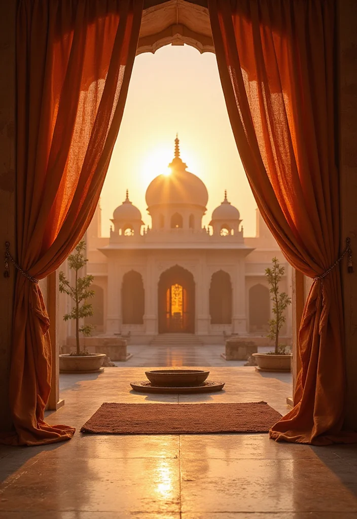 10 Mandir Curtain Ideas for Soft Sacred Ambience - 6. Natural Dyed Curtains