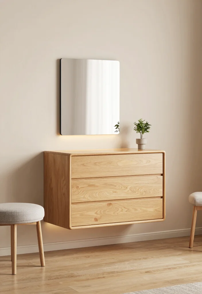 10 Modern Dressing Unit Design Ideas That Are Stylish and Practical 1 10 Modern Dressing Unit Design Ideas That Are Stylish and Practical - 1. Floating Dressing Units for Seamless Space 1