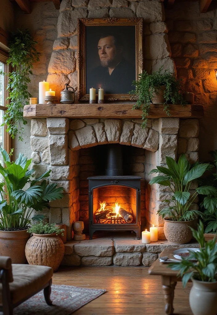 10 Open Fireplace Ideas for Traditional Inviting Warmth - 1. Rustic Stone Surround