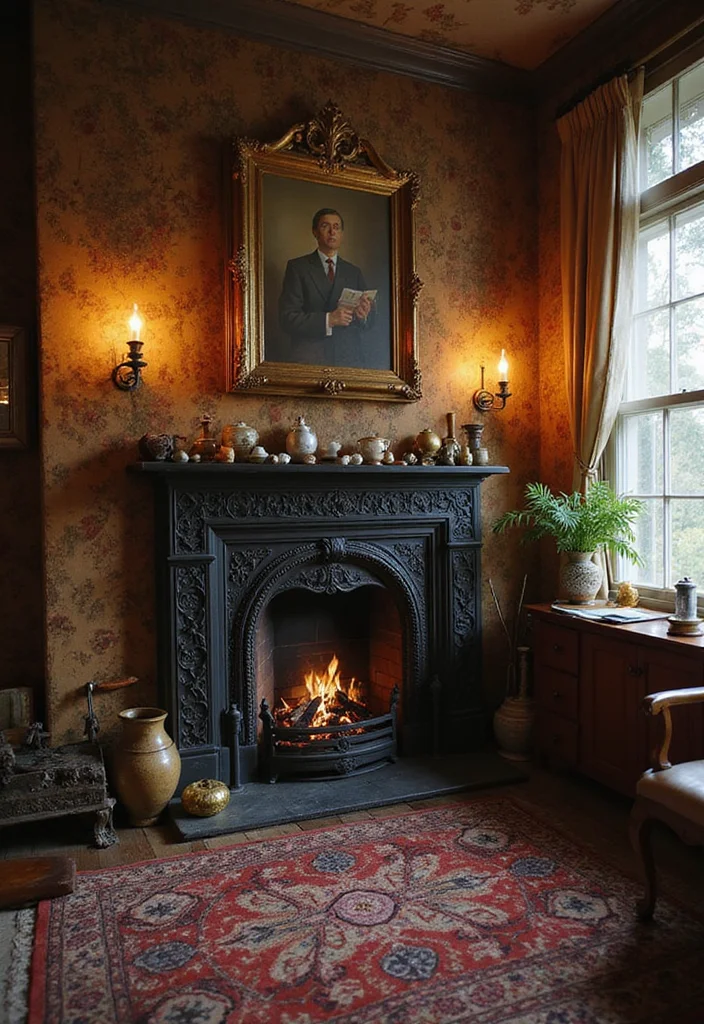 10 Open Fireplace Ideas for Traditional Inviting Warmth - 4. Vintage Cast Iron Finish