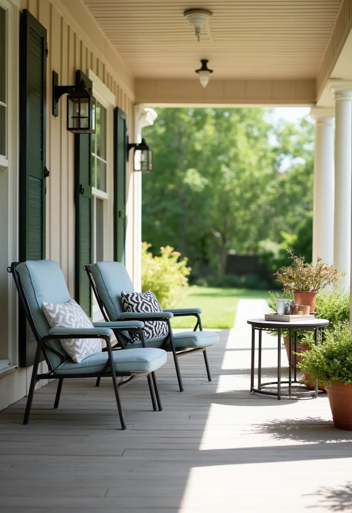 10 Shady Front Porch Ideas for Cool Comfortable Seating 56 10 Shady Front Porch Ideas for Cool Comfortable Seating - 6. Folding Chairs for Versatility