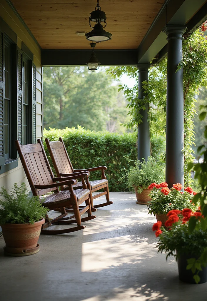 10 Shady Front Porch Ideas for Cool Comfortable Seating 67 10 Shady Front Porch Ideas for Cool Comfortable Seating - 7. Classic Rocking Chairs
