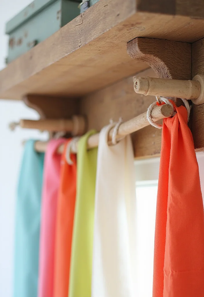 10 Shelf Curtain Ideas for Hidden Organized Storage - 2. DIY Curtain Rods for a Personalized Touch