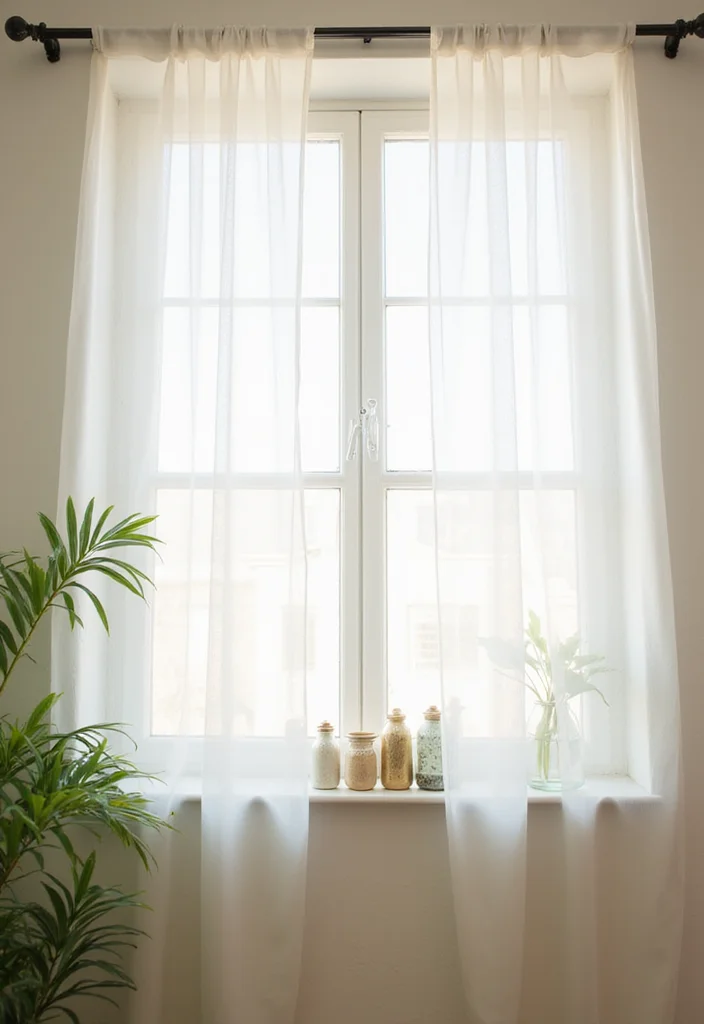 10 Shelf Curtain Ideas for Hidden Organized Storage - 4. Sheer Curtains for a Light and Airy Feel