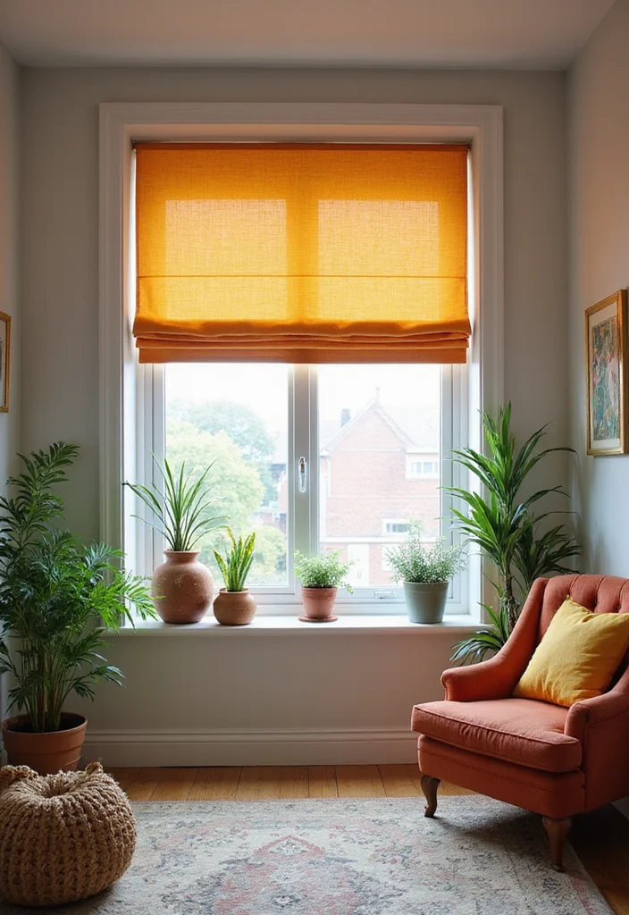 10 Small Basement Window Ideas for Maximized Light - 3. Colorful Blinds for a Fun Pop