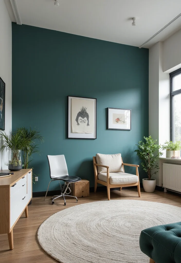 10 Teal Office Ideas for Bold Modern Color - 1. Teal Accent Wall