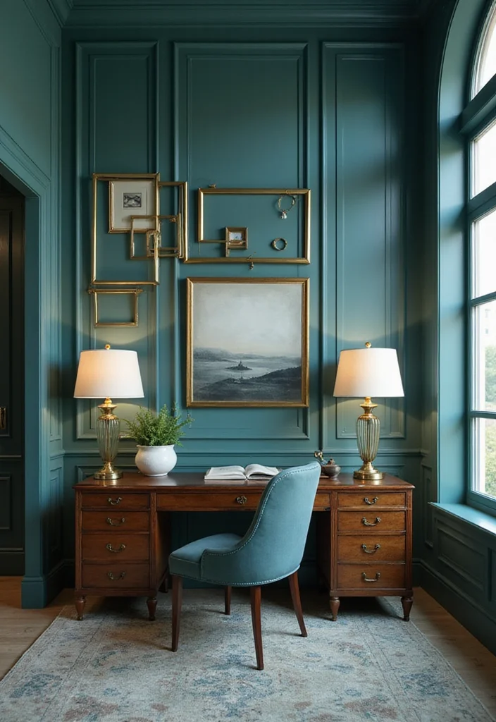 10 Teal Office Ideas for Bold Modern Color - 3. Teal and Gold Accents