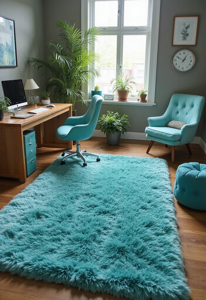 10 Teal Office Ideas for Bold Modern Color - 4. Layering Textures with Teal