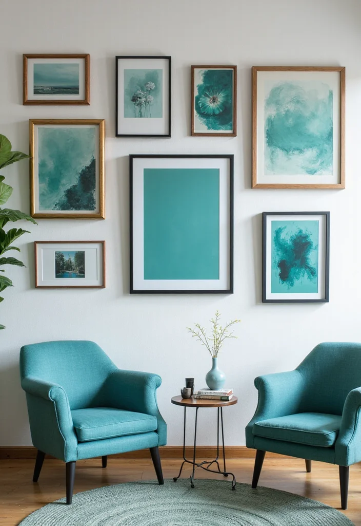 10 Teal Office Ideas for Bold Modern Color - 6. Teal Wall Art
