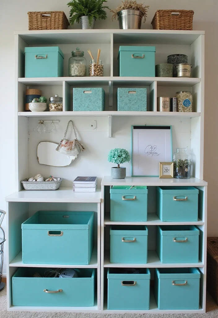 10 Teal Office Ideas for Bold Modern Color - 7. Teal Storage Solutions