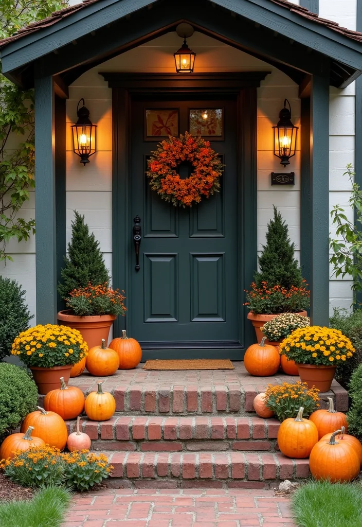10 Tudor Front Porch Ideas for Classic Storybook Charm - 10. Seasonal Decor