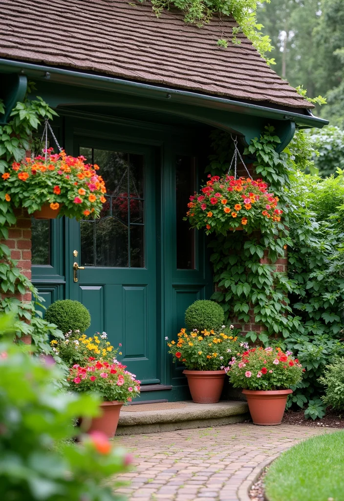 10 Tudor Front Porch Ideas for Classic Storybook Charm - 5. Lush Greenery