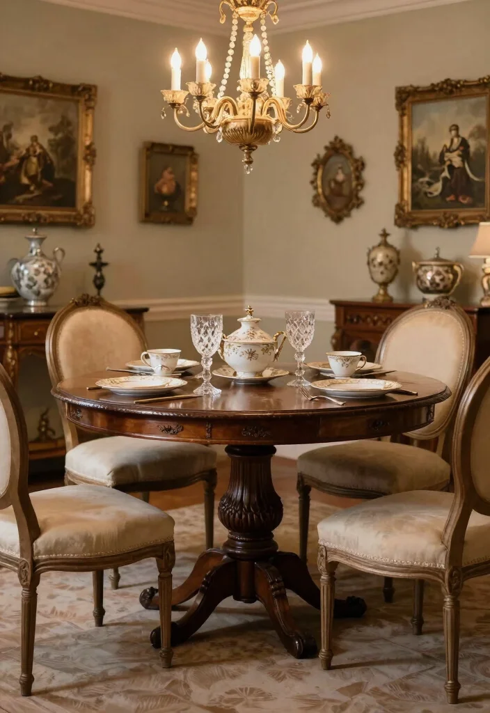 10 Vintage Dining Room Table Styles for Cozy and Classic Spaces - 5. Antique Pedestal Tables 1
