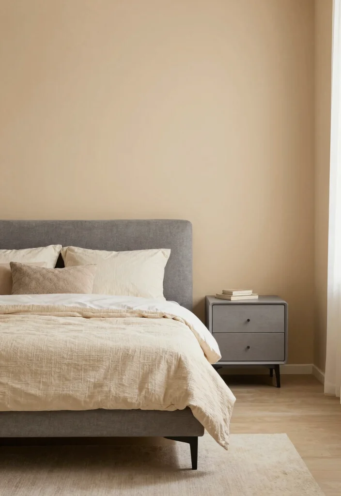 12 Bedroom Paint Colors That Work with Grey Furniture 10 12 Bedroom Paint Colors That Work with Grey Furniture - 10. Earthy Beige 1