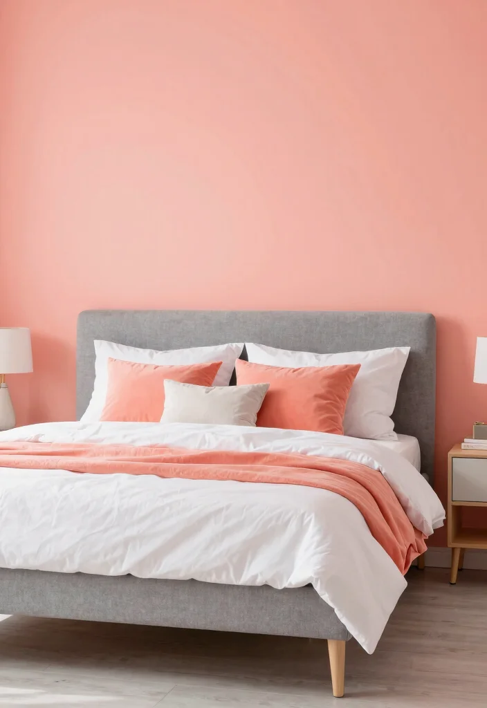 12 Bedroom Paint Colors That Work with Grey Furniture 11 12 Bedroom Paint Colors That Work with Grey Furniture - 11. Pale Coral 1